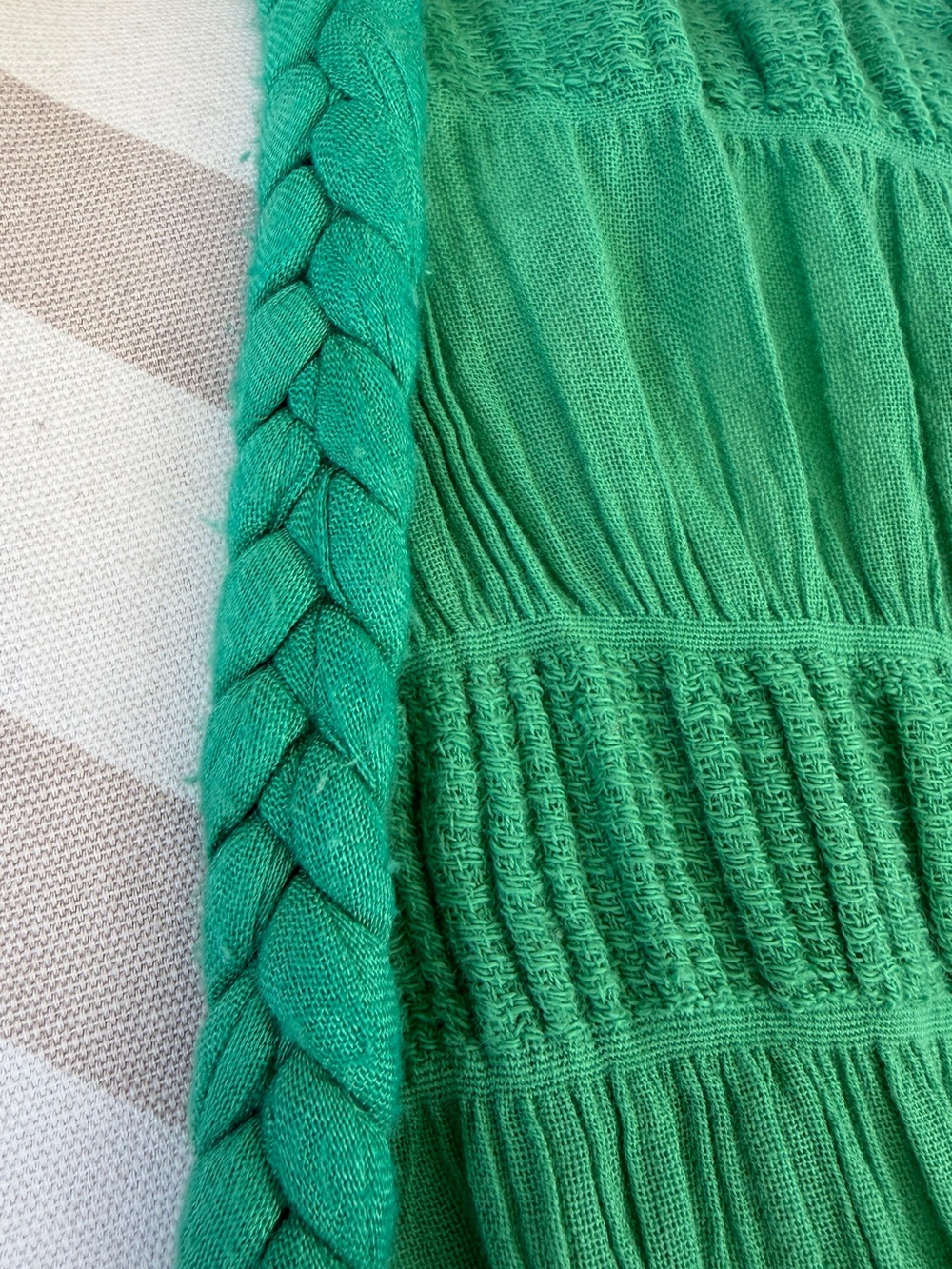 Anthropologie Maeve Ruched Side-Slit Kimono Green Smocked Top Sz OS - Picture 5 of 10